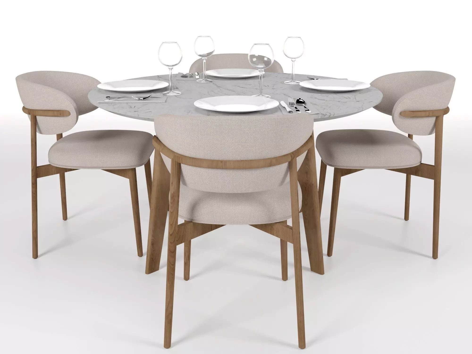 table and chair set 3D model_0