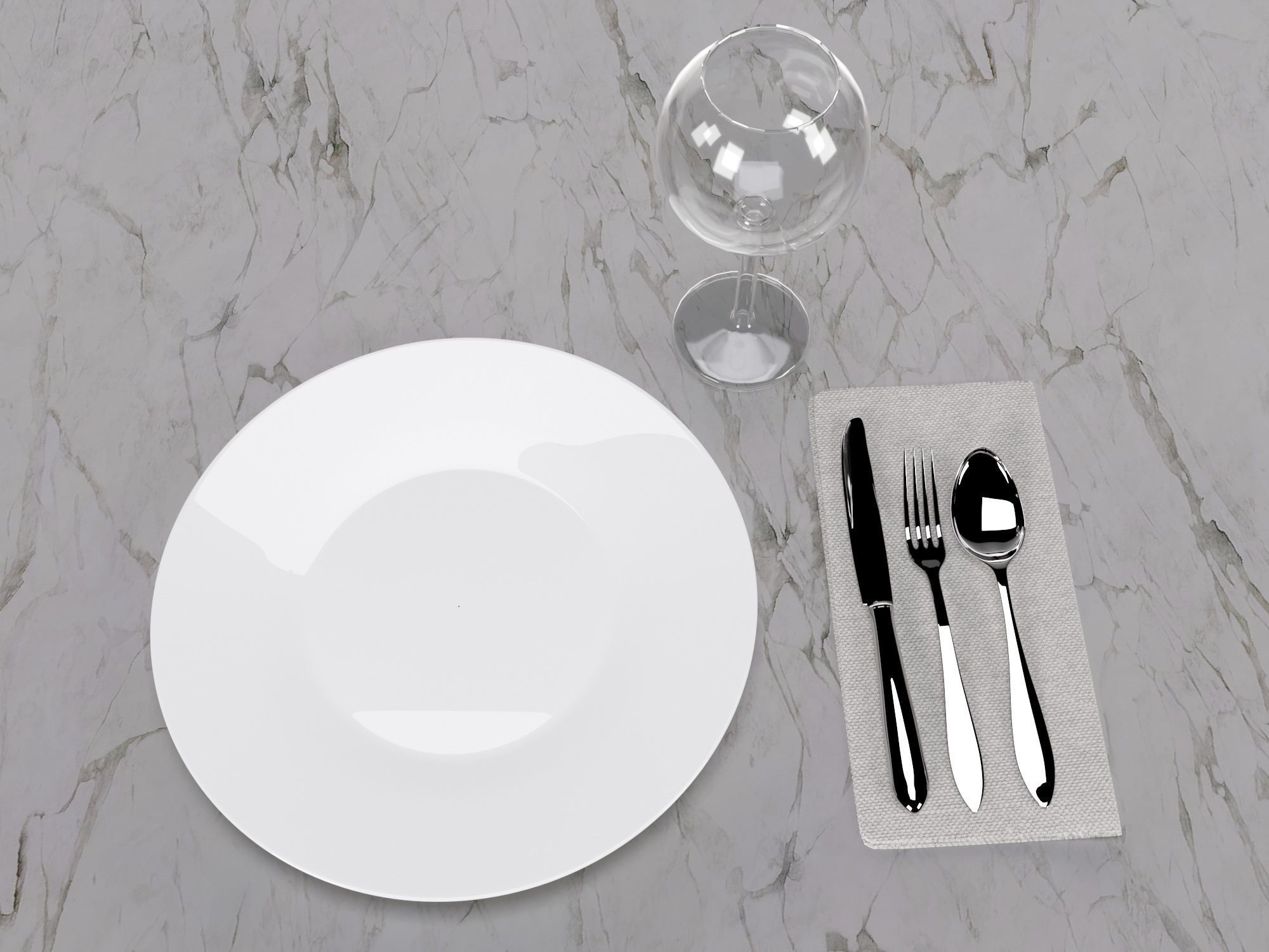 table and chair set 3D model_2