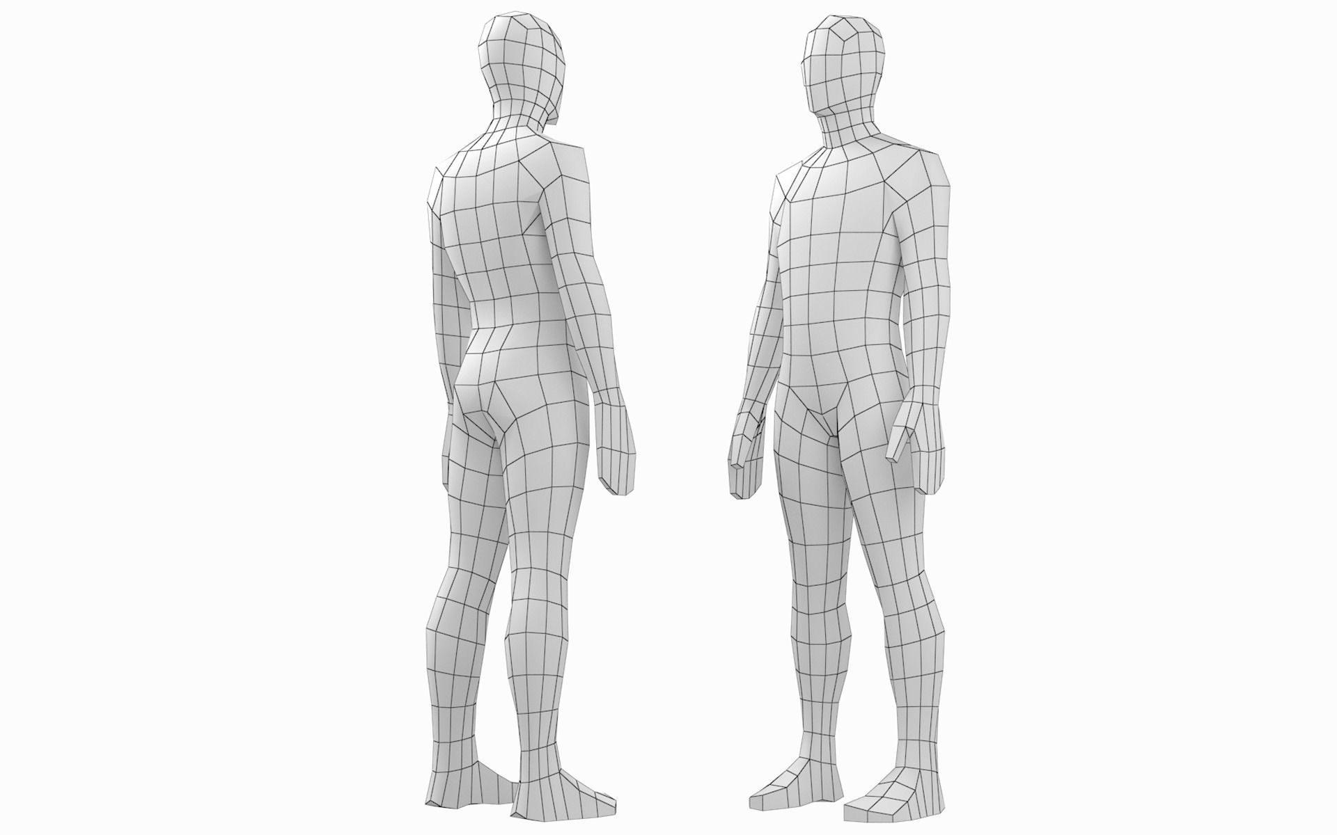 Natural Female and Male in Rest Pose Base Mesh BUNDLE 3D model_14