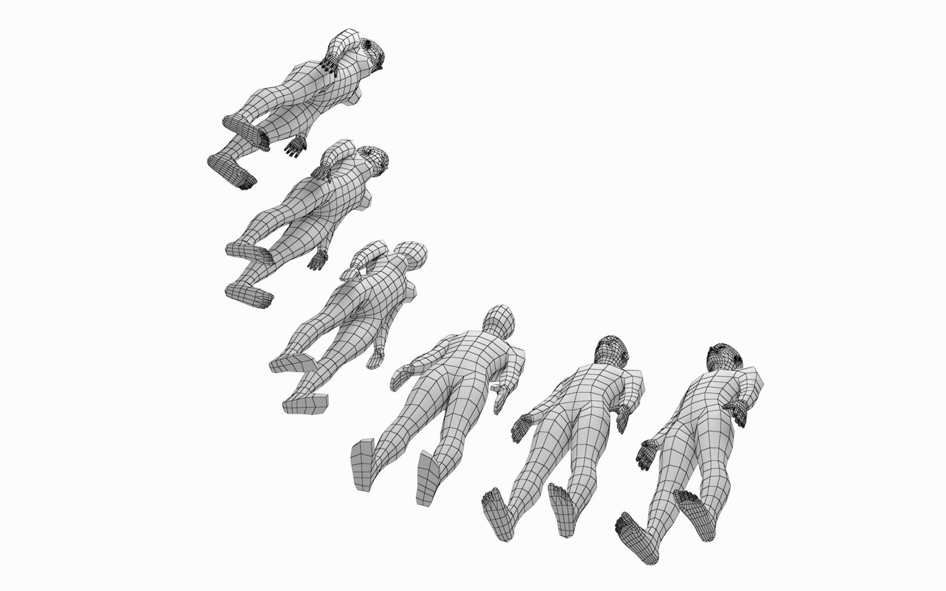 Natural Female and Male in Rest Pose Base Mesh BUNDLE 3D model_6