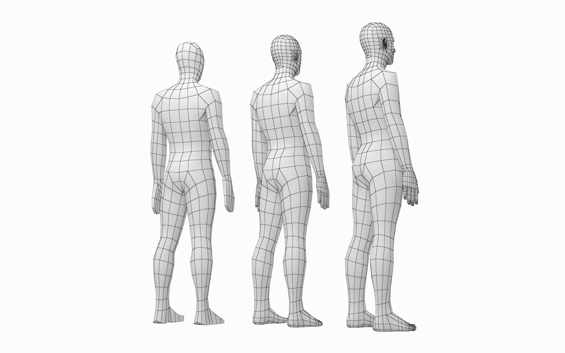 Natural Female and Male in Rest Pose Base Mesh BUNDLE 3D model_10
