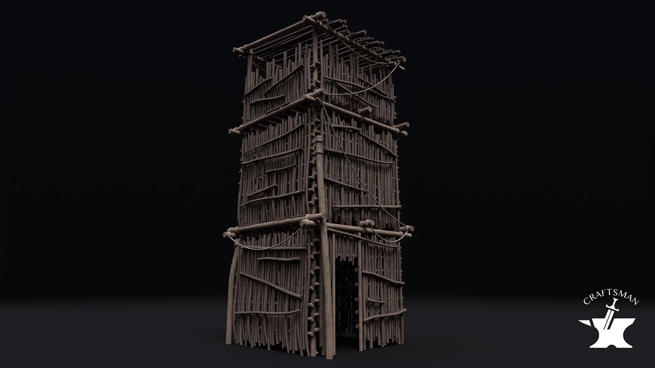 Realistic Medieval Watchtower Low-poly 3D model_3