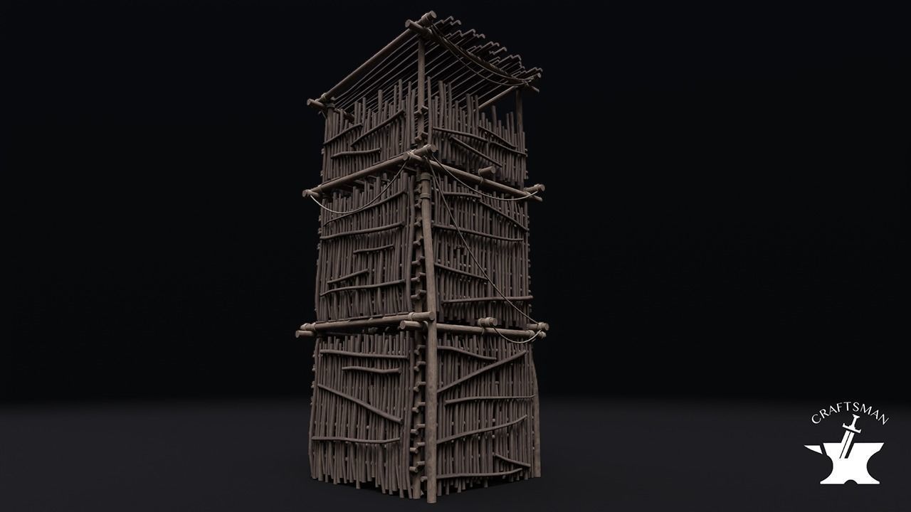 Realistic Medieval Watchtower Low-poly 3D model_1