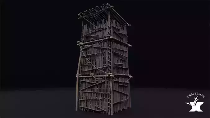 Realistic Medieval Watchtower Low-poly 3D model