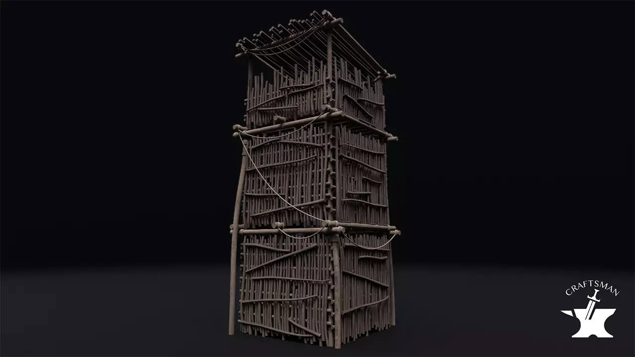 Realistic Medieval Watchtower Low-poly 3D model_0
