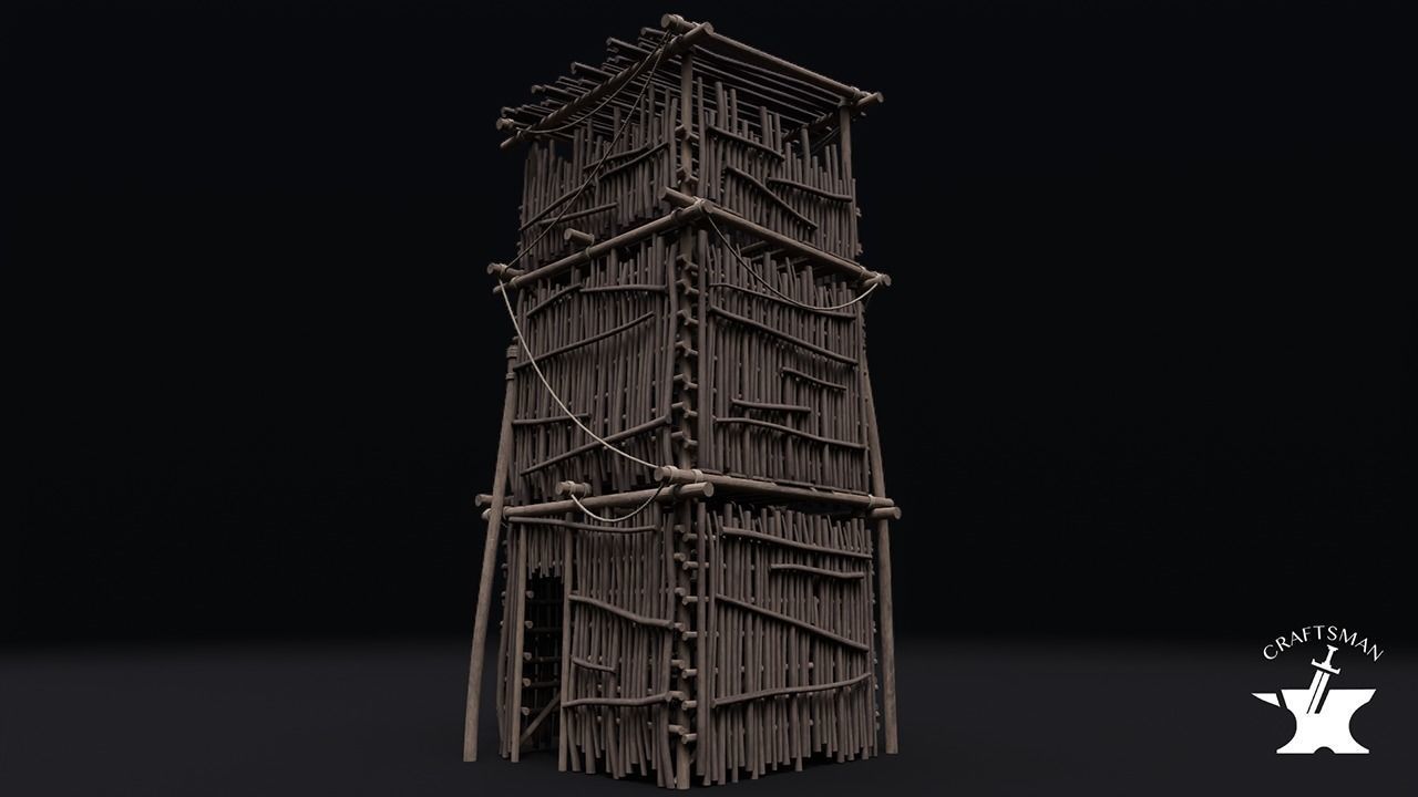 Realistic Medieval Watchtower Low-poly 3D model_2