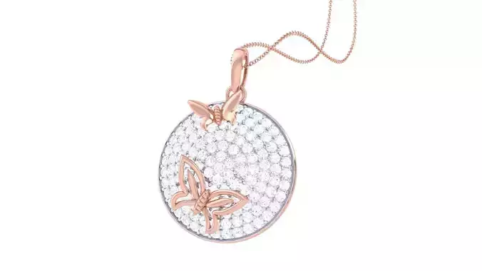Butterfly on Flowers Diamond Head Cocktail Diamond Pendant 3dm  3D print model
