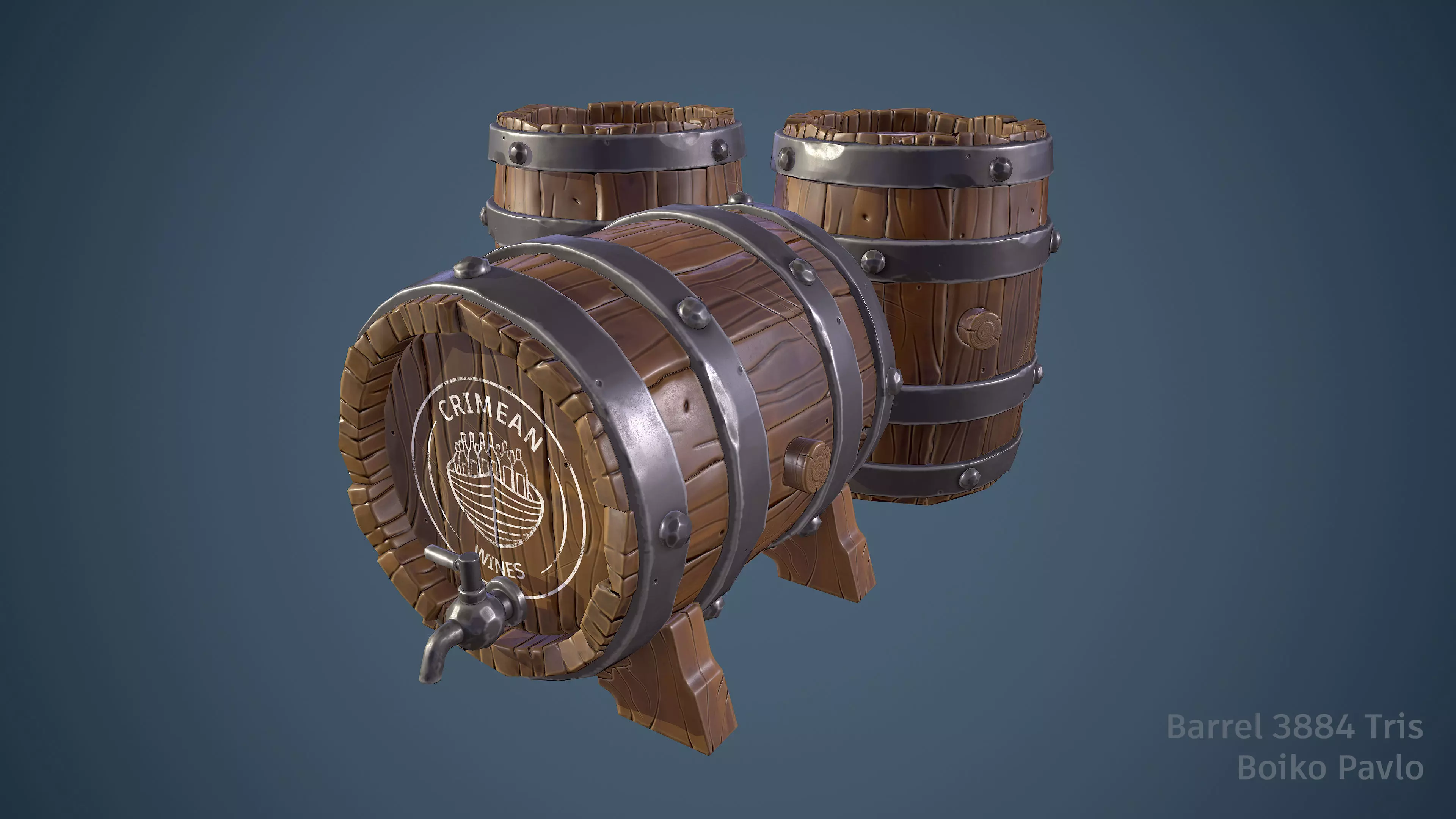 Barrel Free low-poly 3D model_0