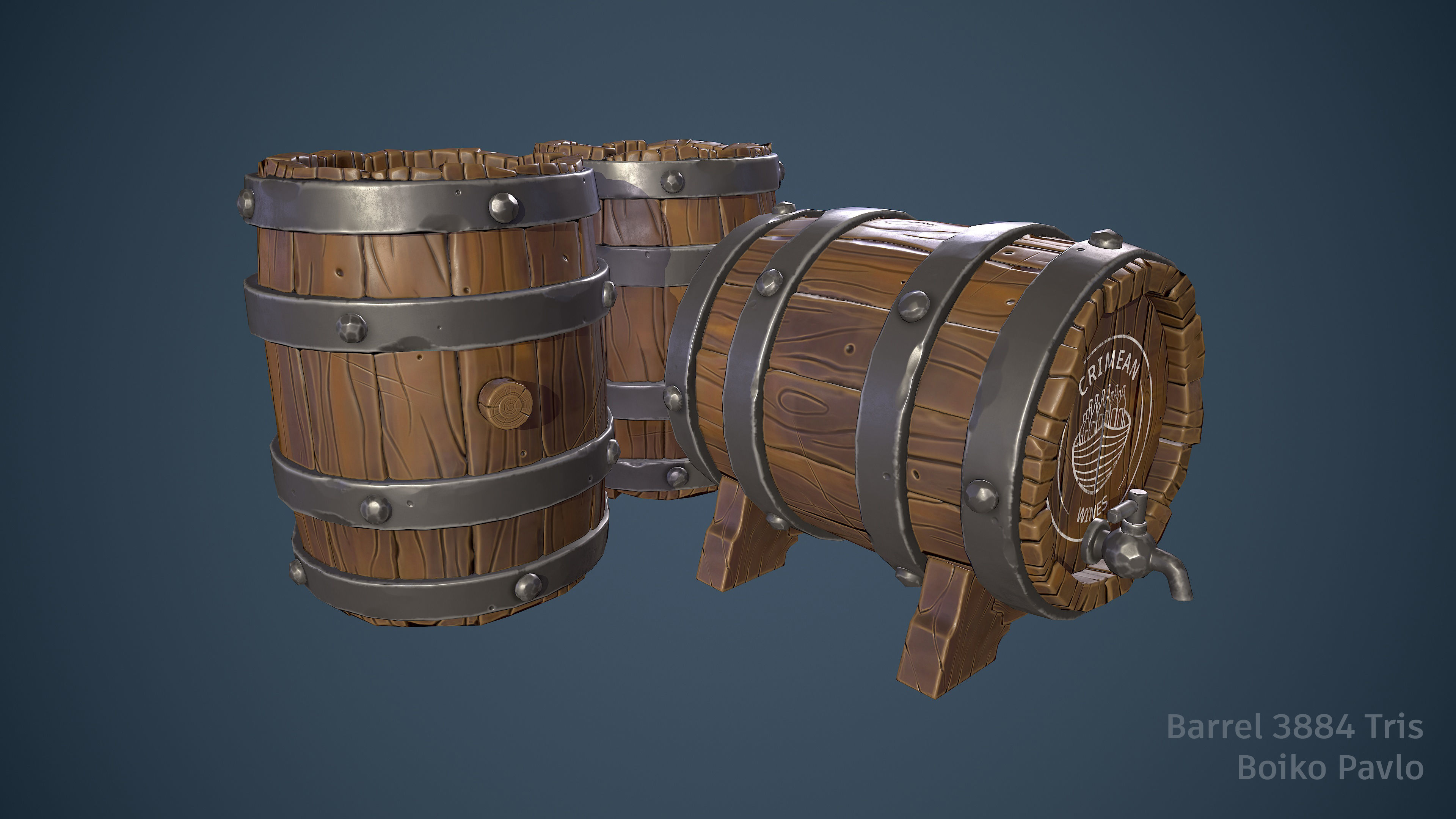 Barrel Free low-poly 3D model_2
