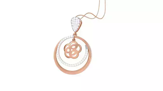 Flower Cocktail Diamond Pendant 3dm stl obj gltf glb 3mf renders