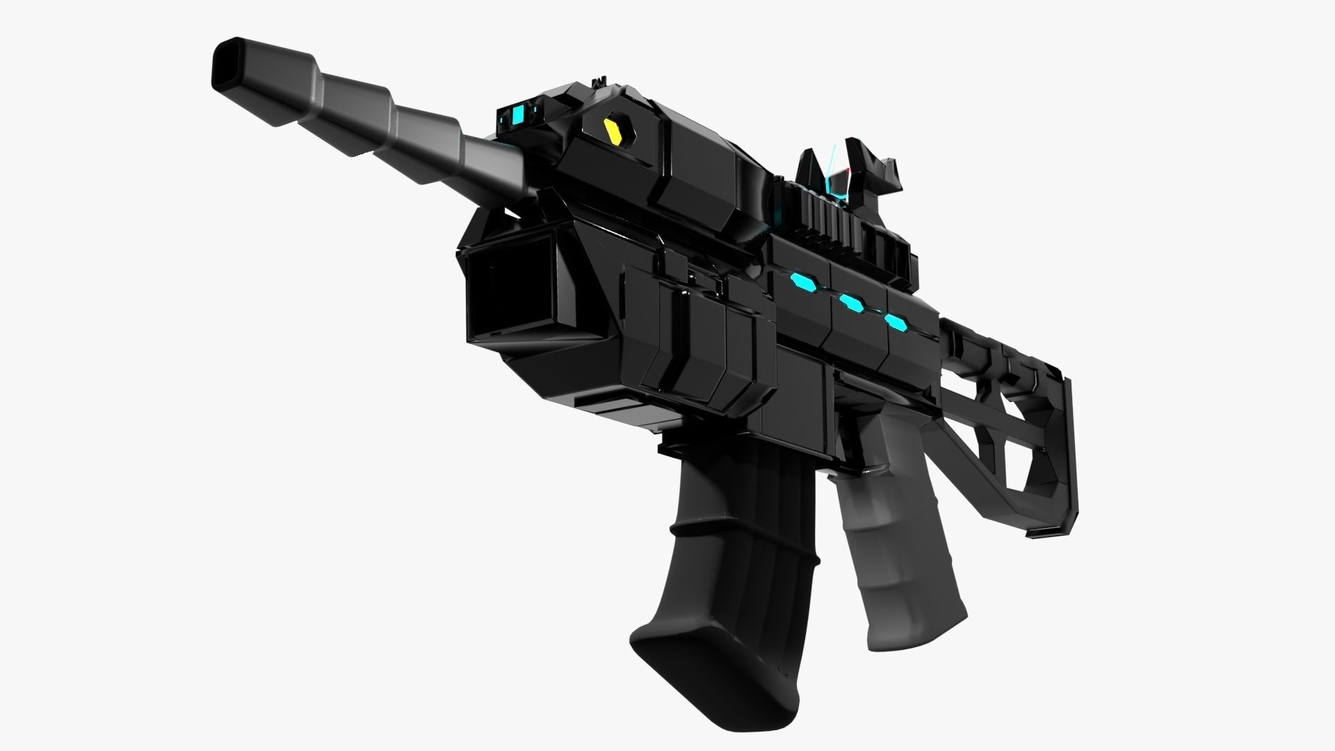 SciFi Rifle with Grenade Launcher 3D model_1
