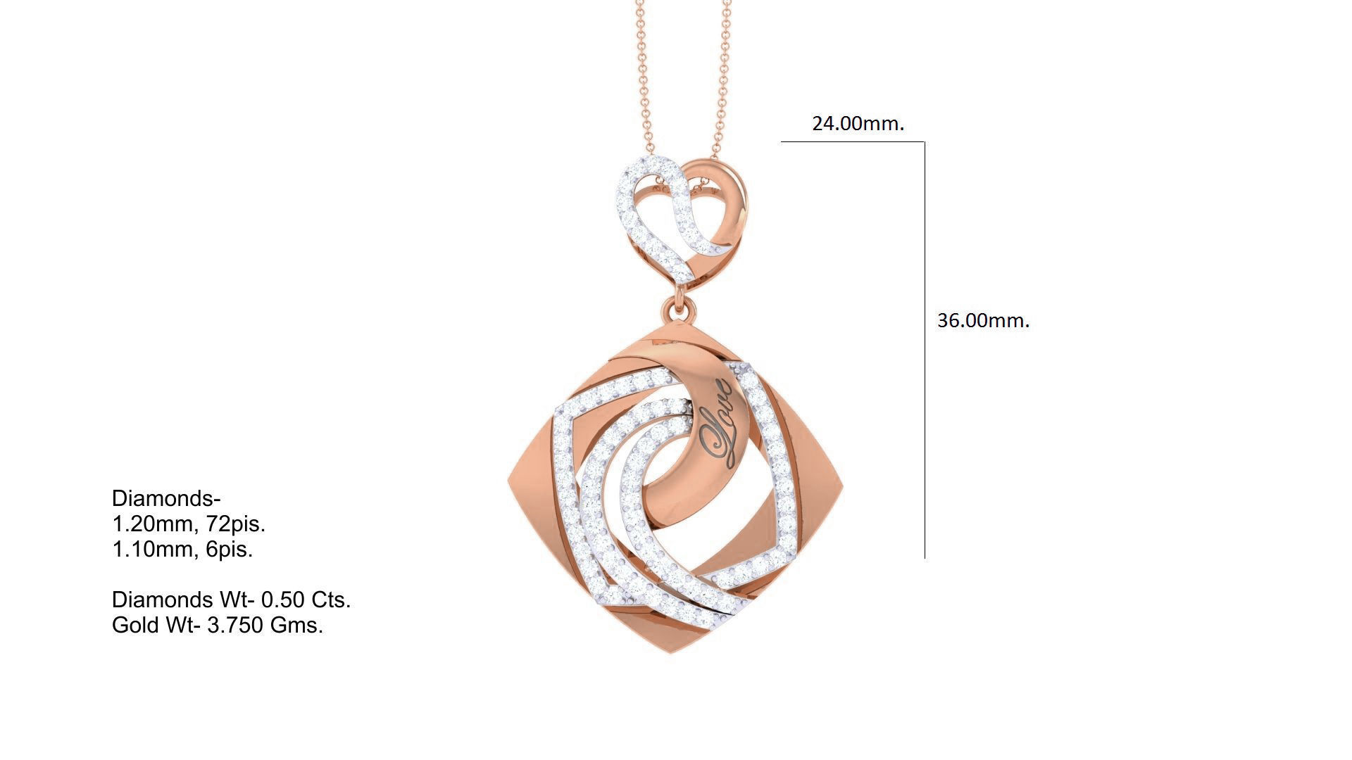 Love Cocktail Diamond Pendant 3dm stl obj gltf glb 3mf renders 3D print model_6