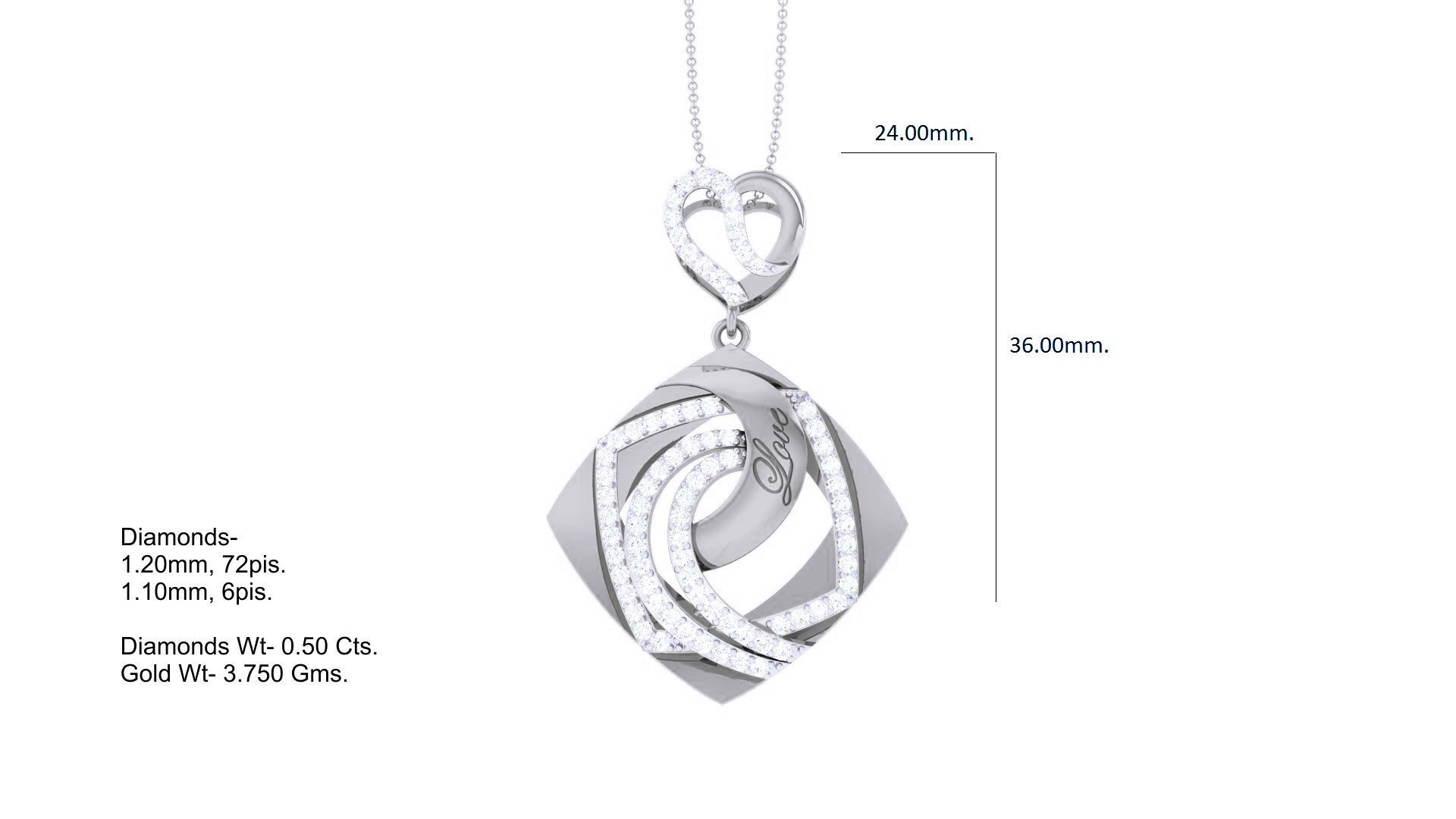 Love Cocktail Diamond Pendant 3dm stl obj gltf glb 3mf renders 3D print model_5