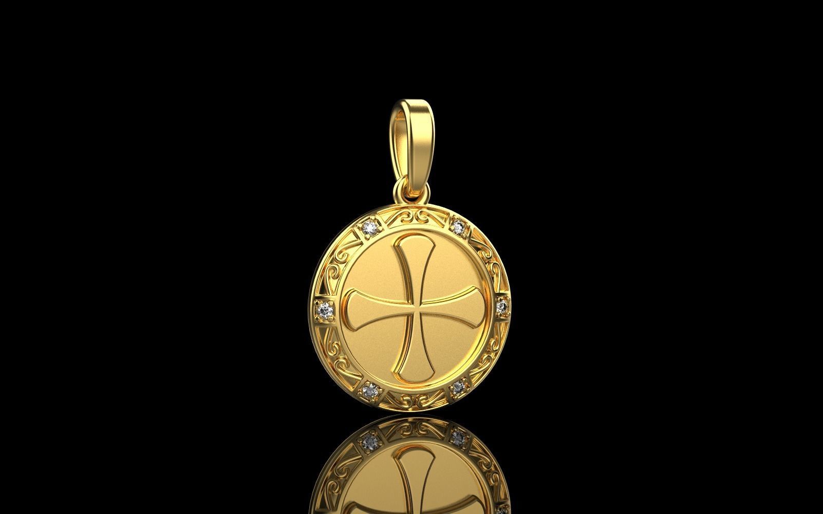 Cross pendant model 351 3D print model_23