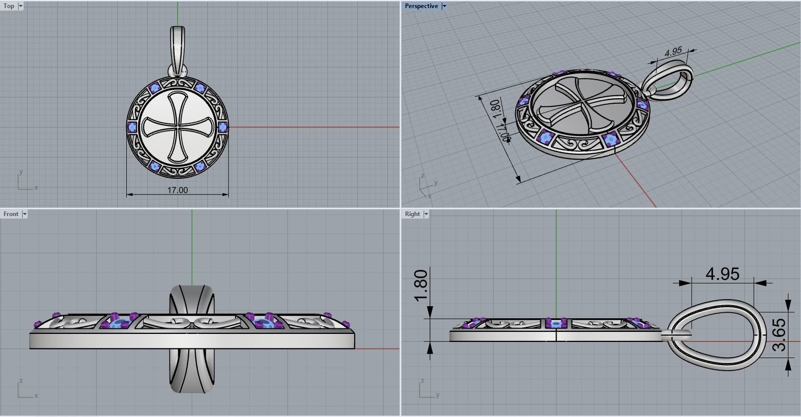 Cross pendant model 351 3D print model_3