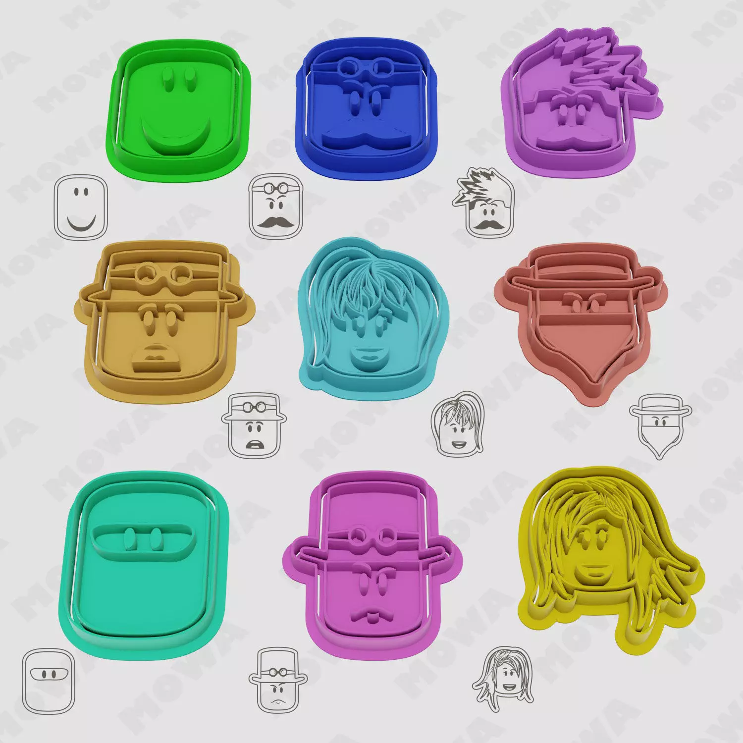Roblox Cookie Cutters Set 9 PCS 3D print model_0