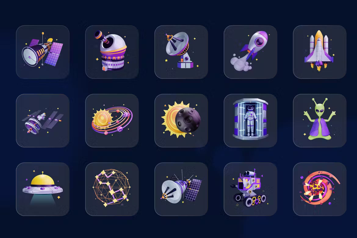 3D Space Icons 3D model_1