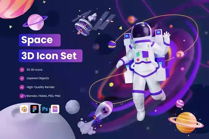 3D Space Icons 3D model