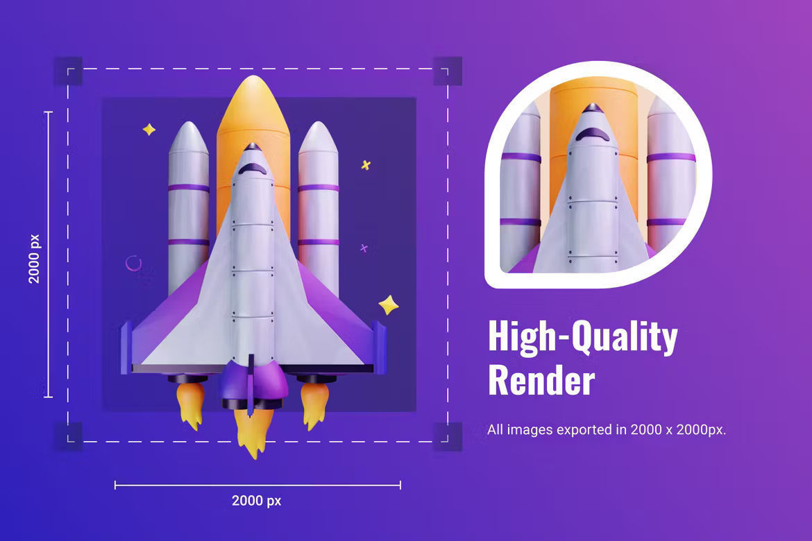 3D Space Icons 3D model_3