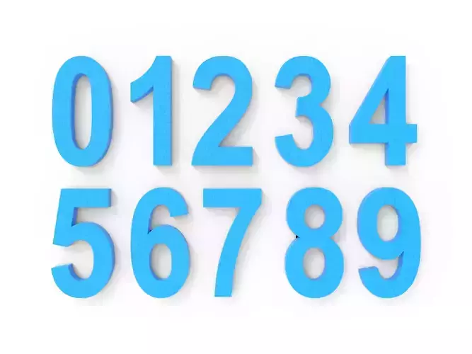 3D Printable Numbers - 0-9 - Arial Font - 20mm 3D print model