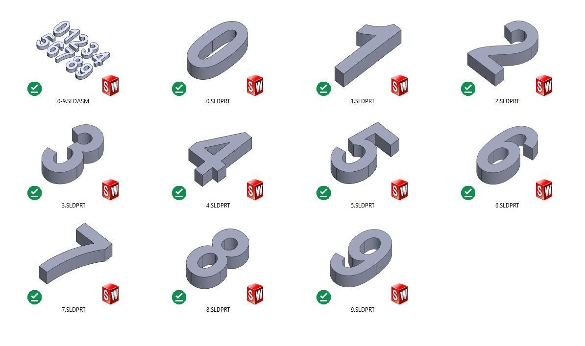 3D Printable Numbers - 0-9 - Arial Font - 20mm 3D print model_2