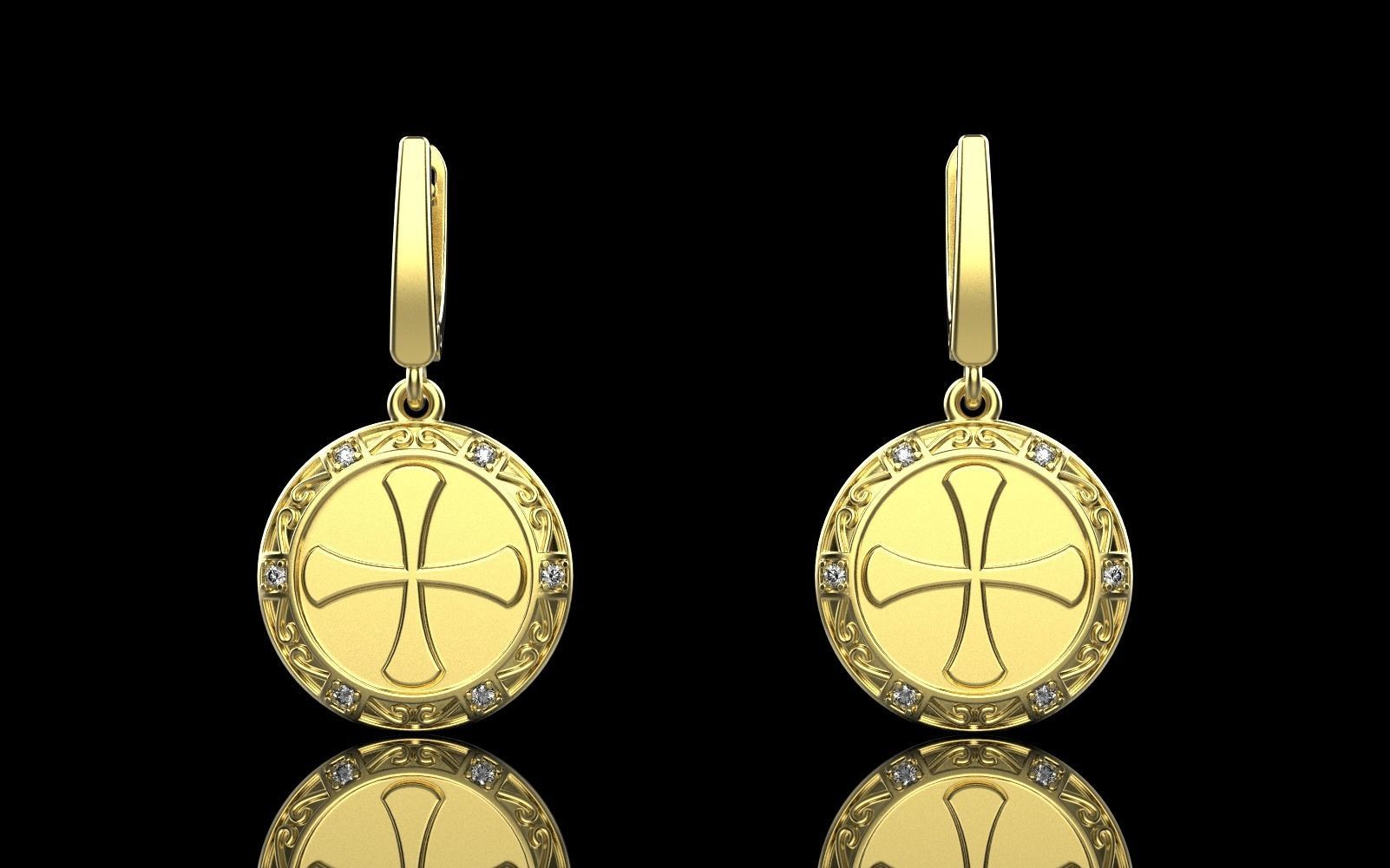 Cross earring model 352 3D print model_21