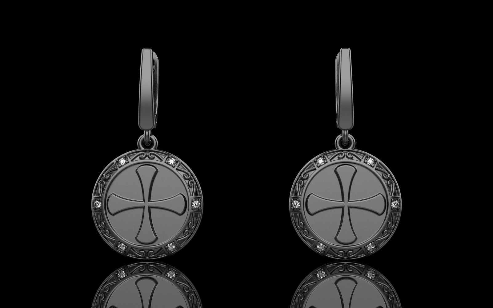 Cross earring model 352 3D print model_24