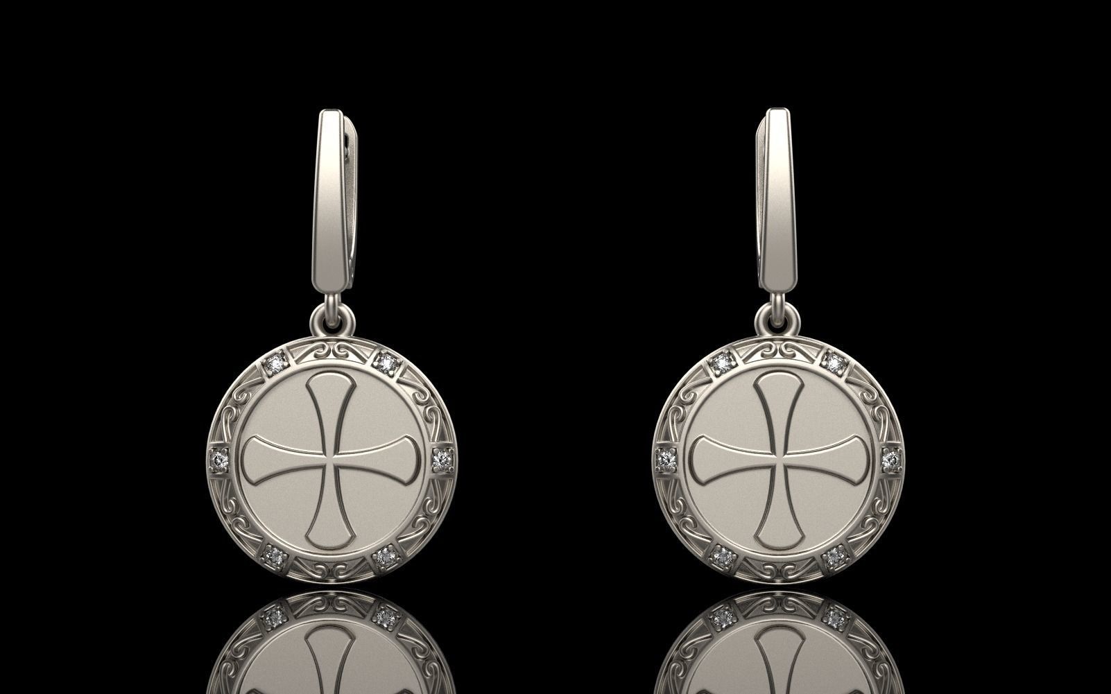 Cross earring model 352 3D print model_22
