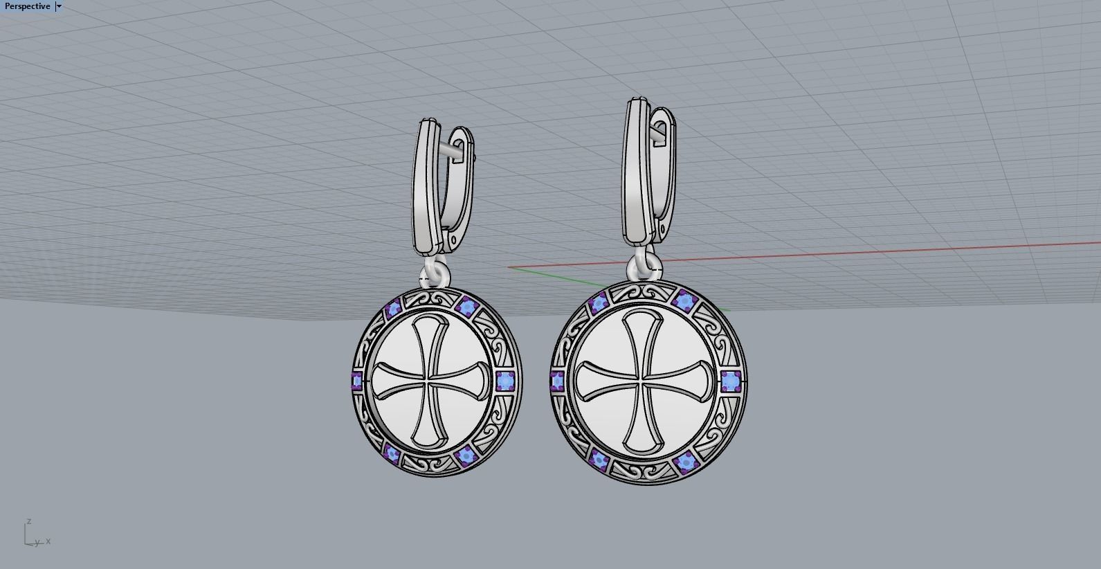Cross earring model 352 3D print model_5