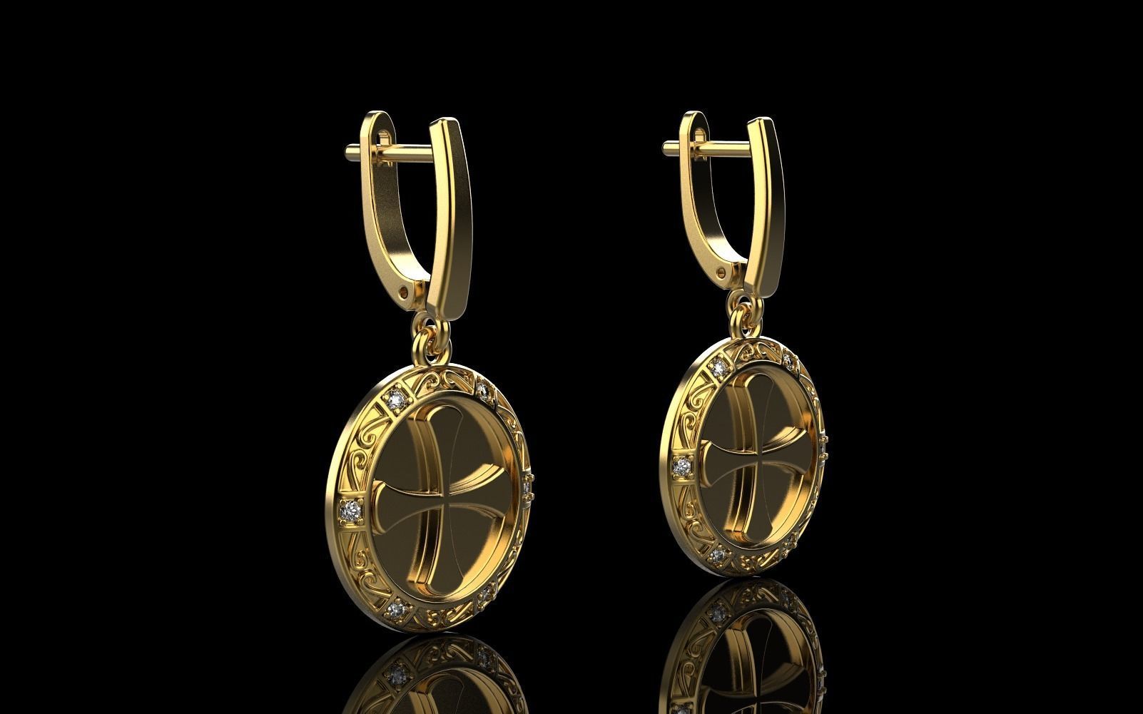 Cross earring model 352 3D print model_13