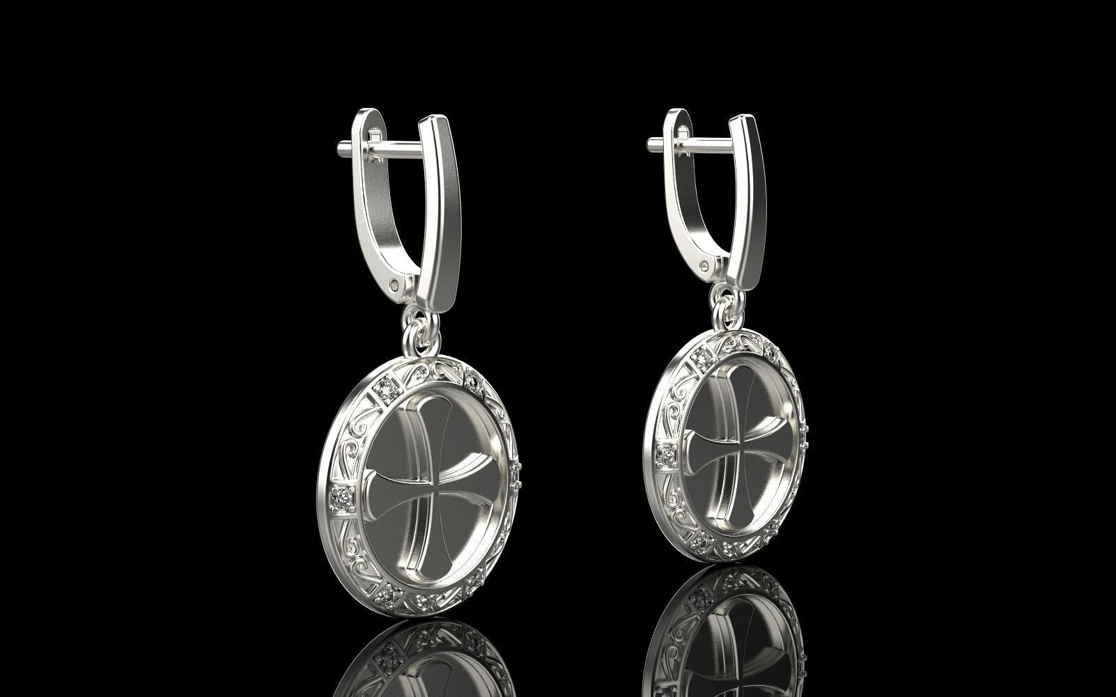 Cross earring model 352 3D print model_14