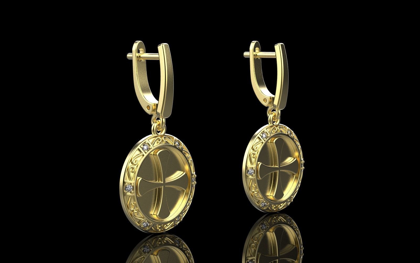 Cross earring model 352 3D print model_18