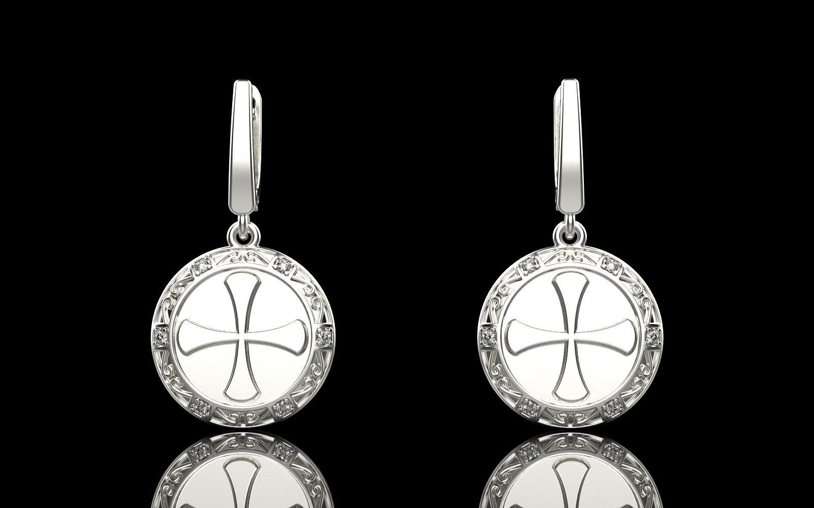 Cross earring model 352 3D print model_25