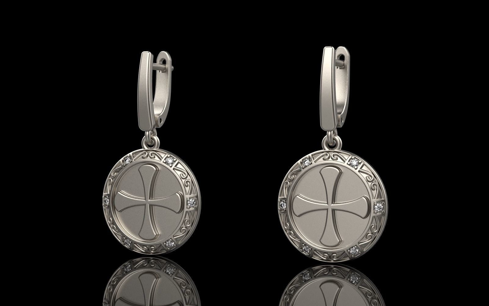 Cross earring model 352 3D print model_10