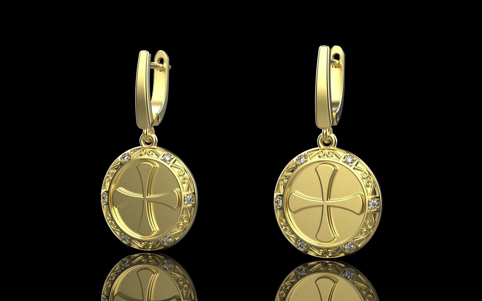 Cross earring model 352 3D print model_9
