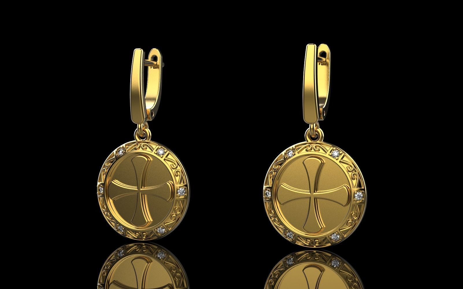 Cross earring model 352 3D print model_12