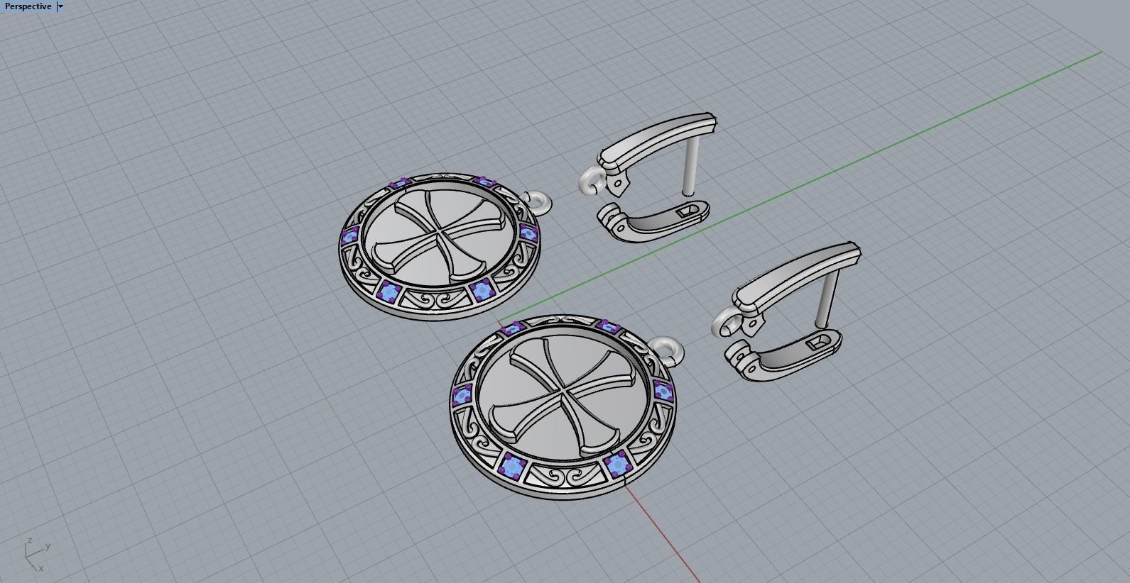 Cross earring model 352 3D print model_8