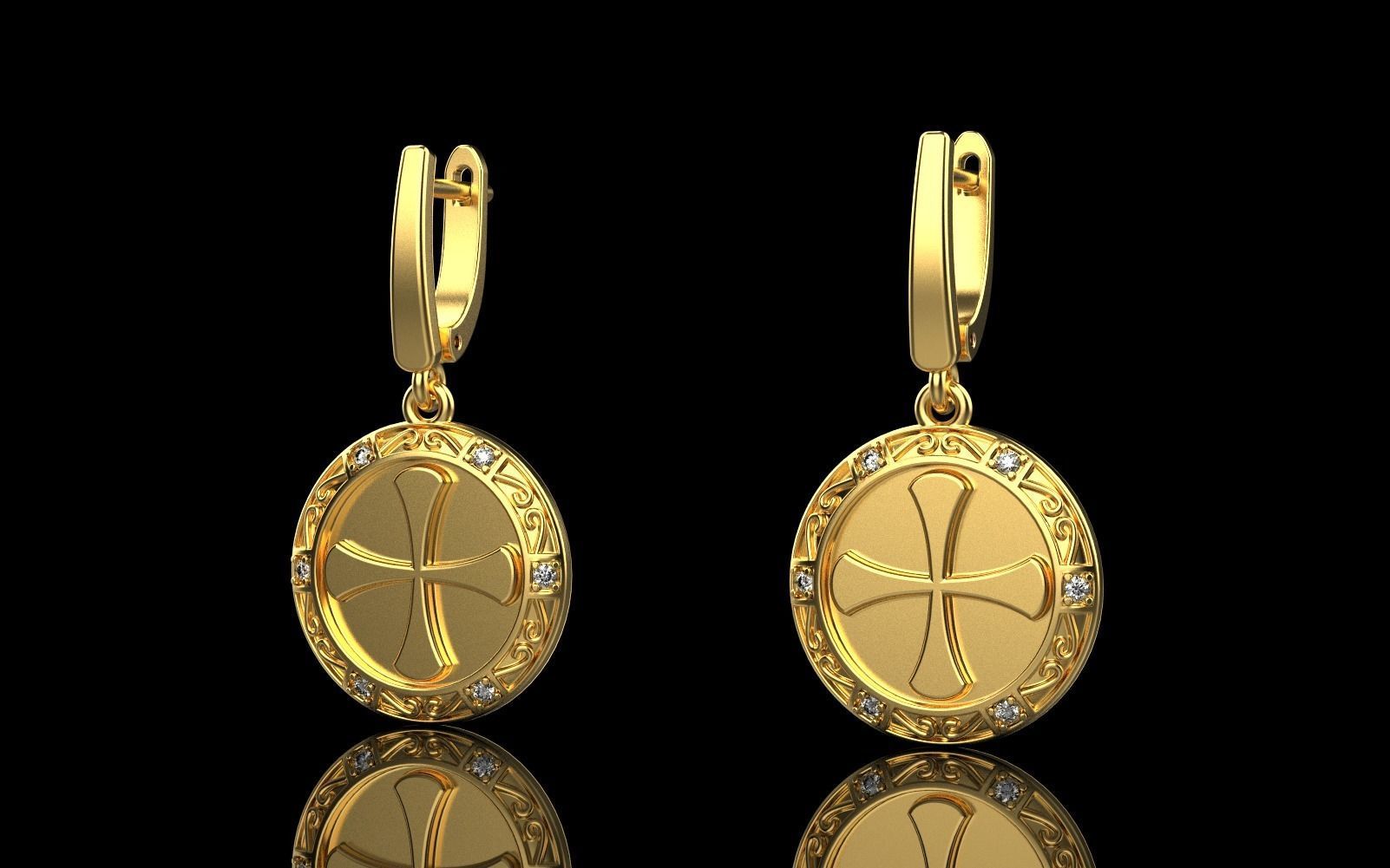 Cross earring model 352 3D print model_1