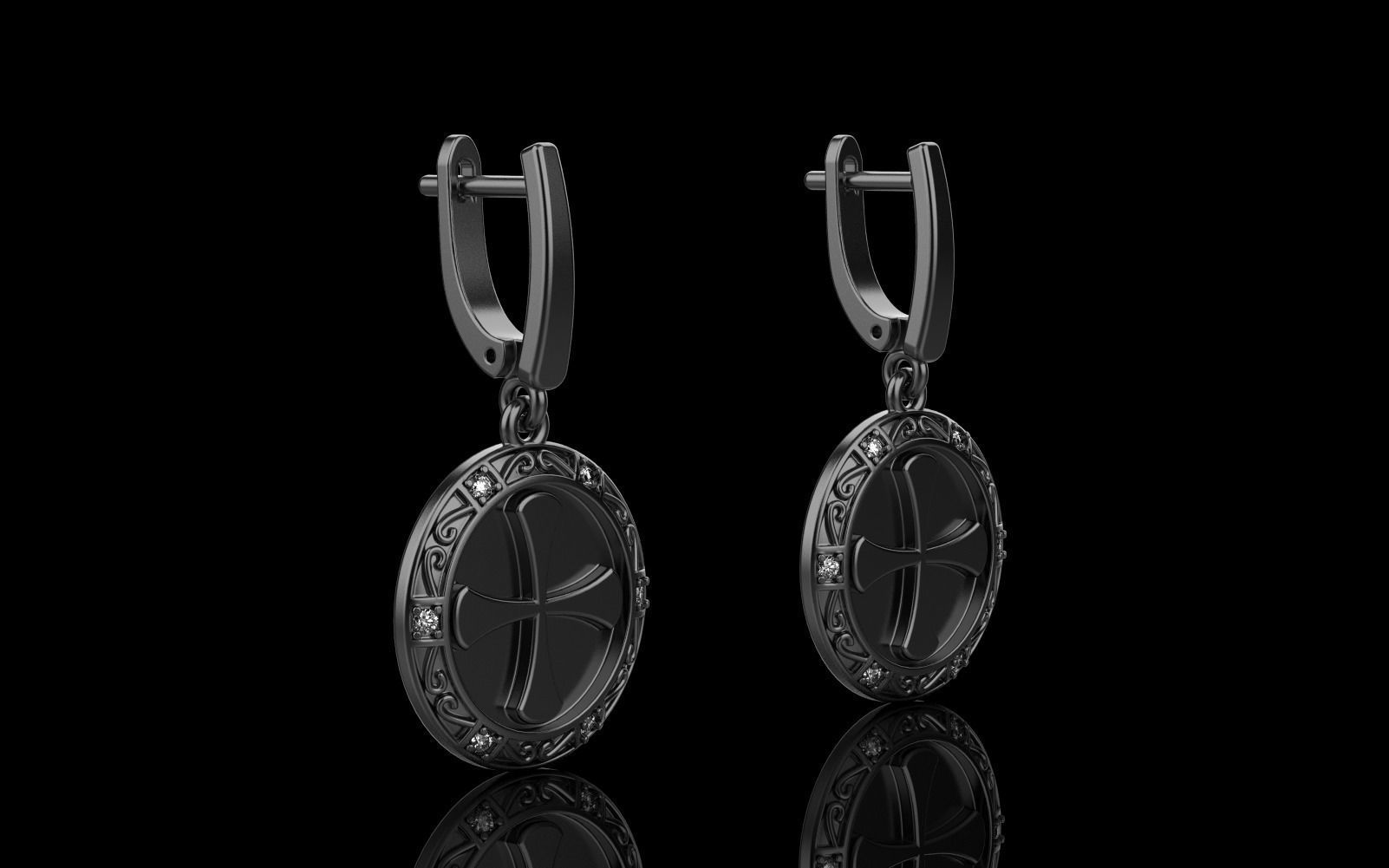 Cross earring model 352 3D print model_15