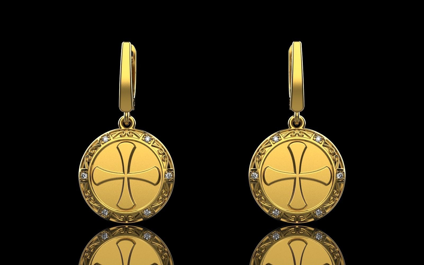 Cross earring model 352 3D print model_26
