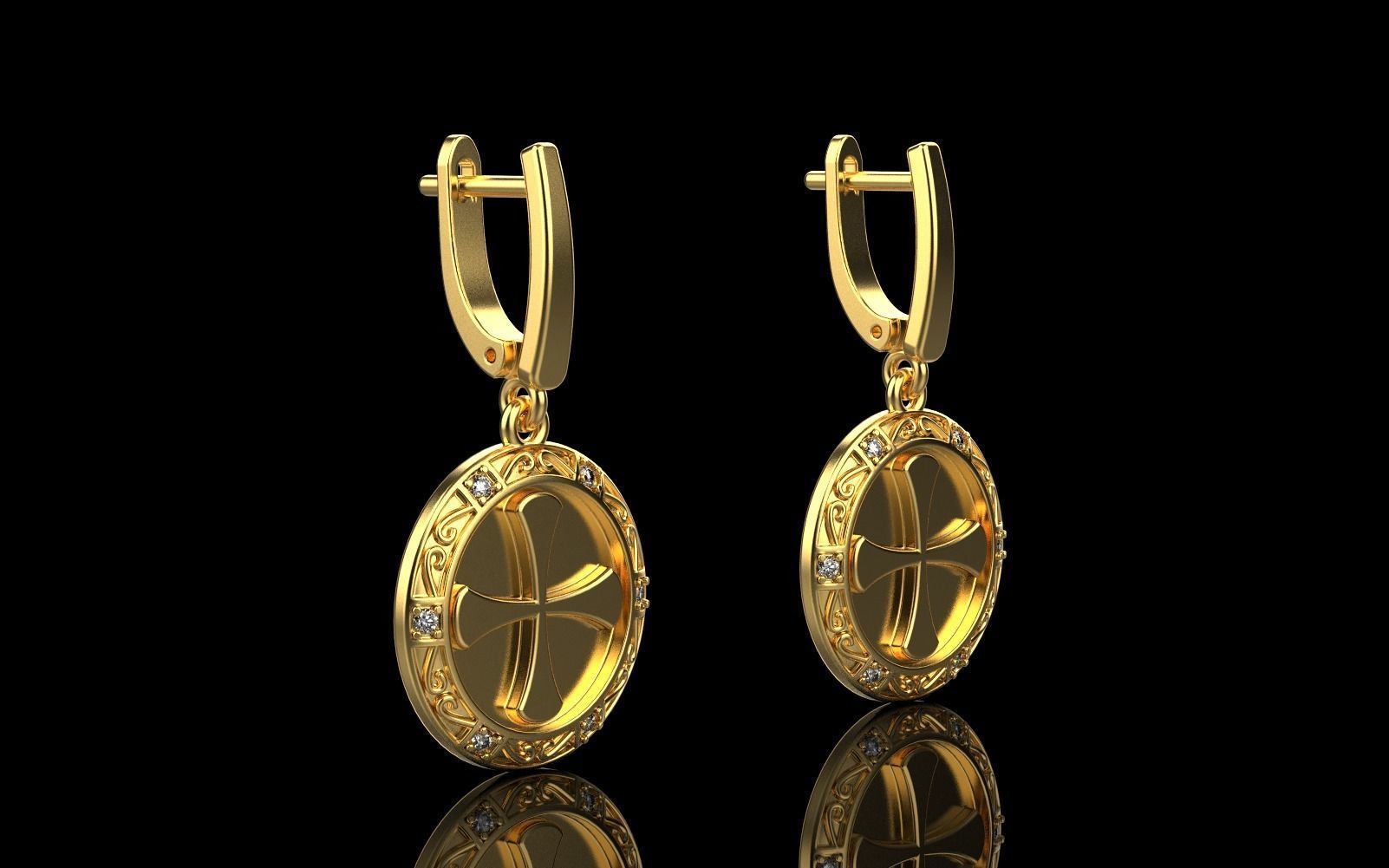 Cross earring model 352 3D print model_19