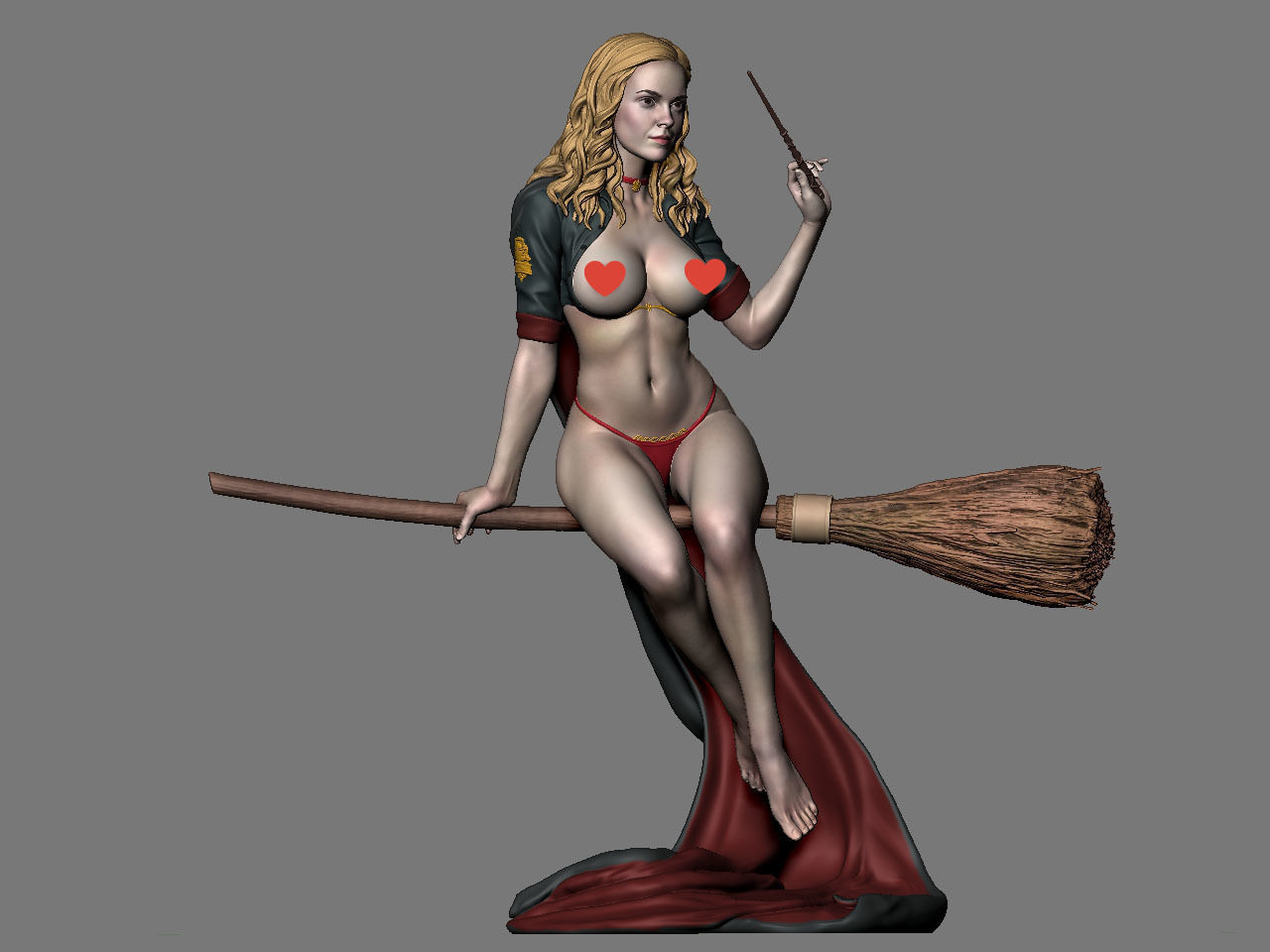 Hermione Adult on the Broomstick NSFW 3D print model_14