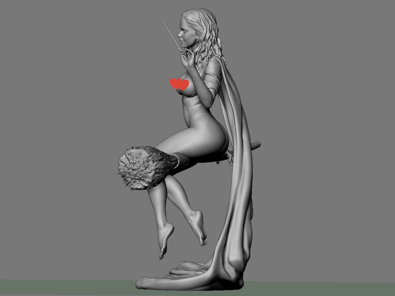 Hermione Adult on the Broomstick NSFW 3D print model_5
