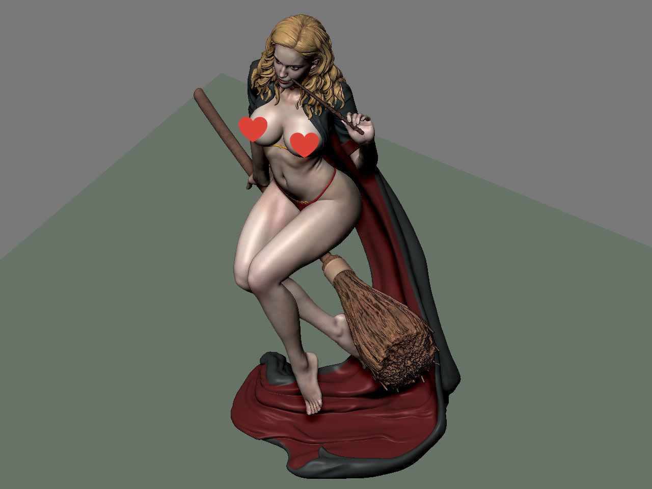 Hermione Adult on the Broomstick NSFW 3D print model_50