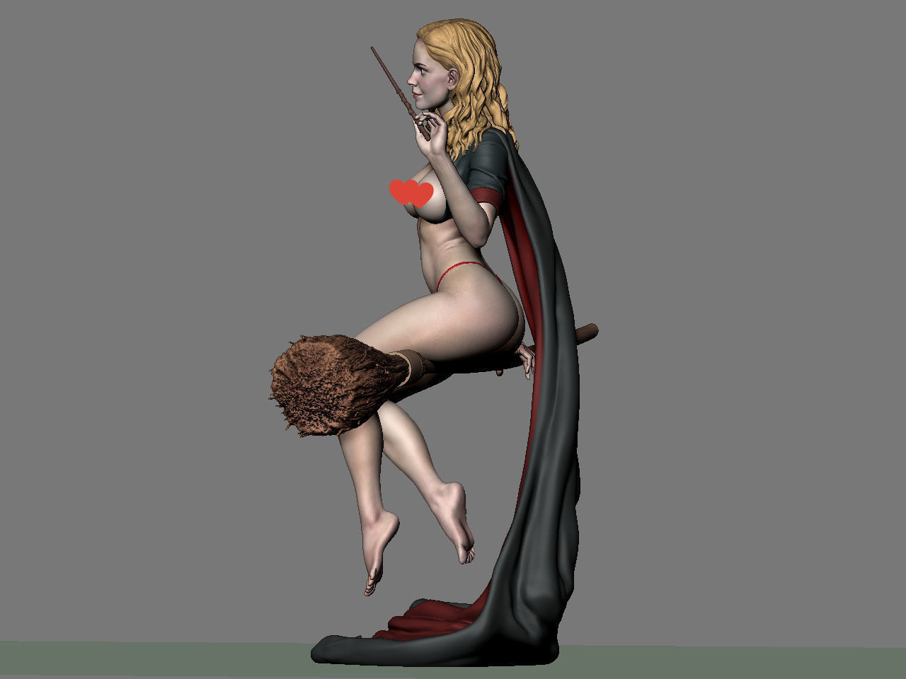 Hermione Adult on the Broomstick NSFW 3D print model_4