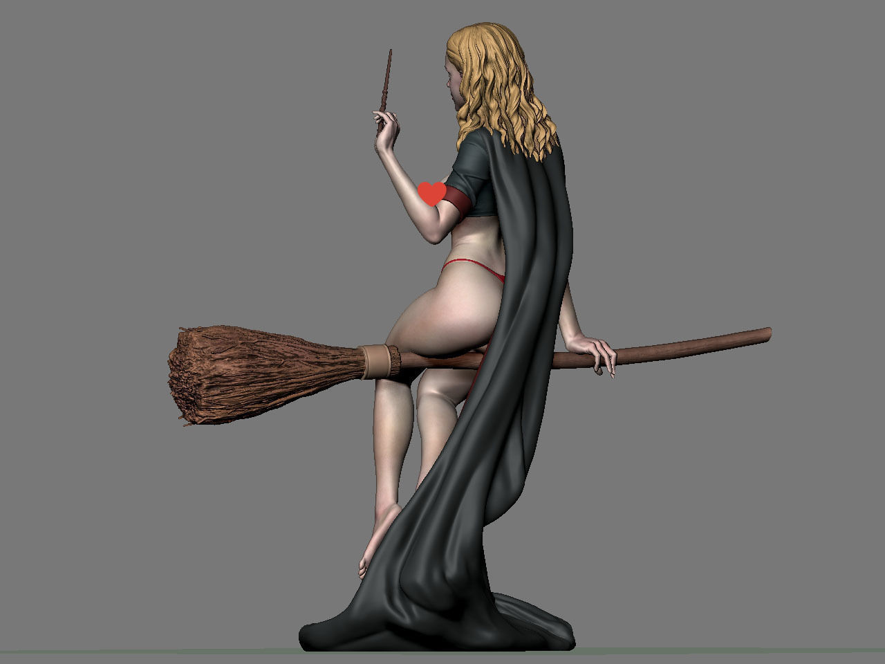 Hermione Adult on the Broomstick NSFW 3D print model_6