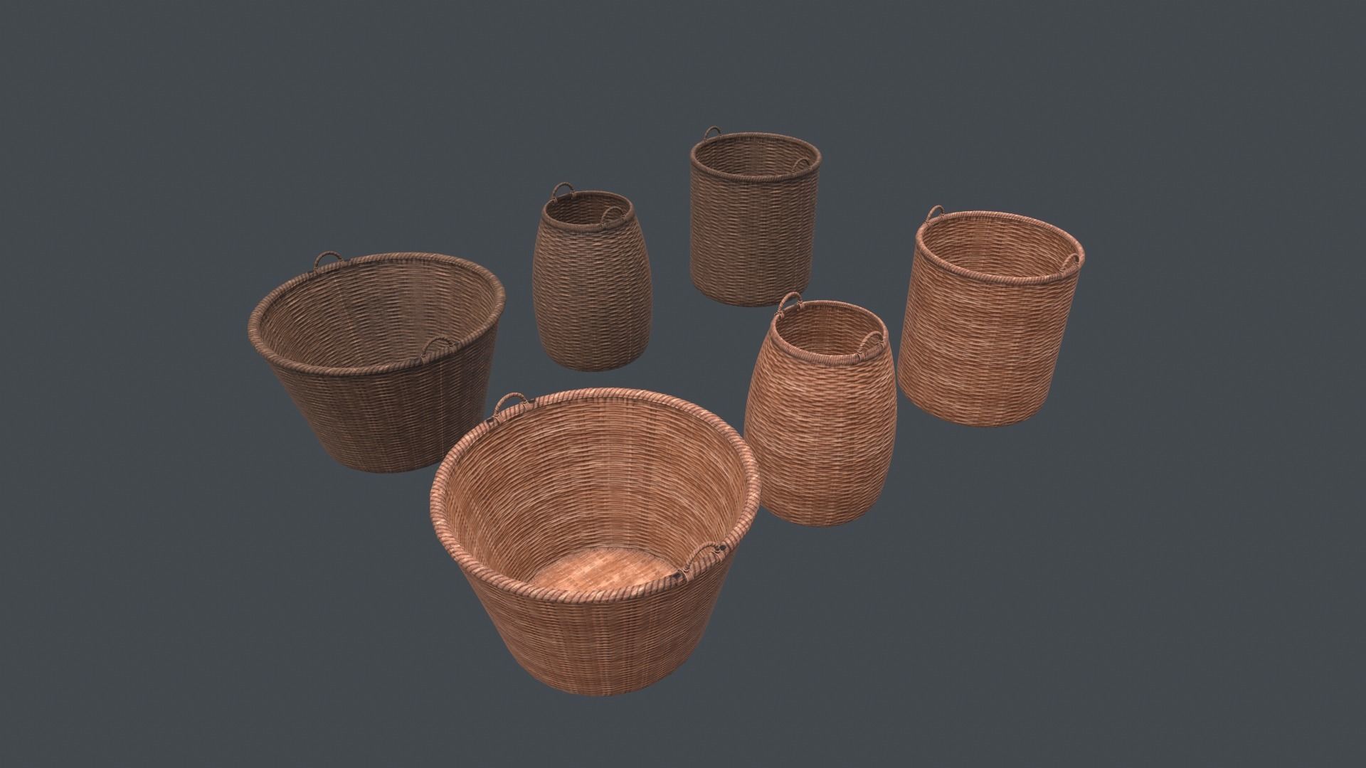 3D model Pack Baskets Free low-poly 3D model_1