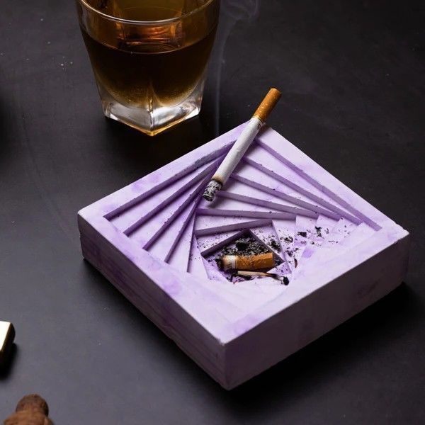Geometry Concrete Cigar Cigarette Ashtray 3d printable V1 3D print model_3