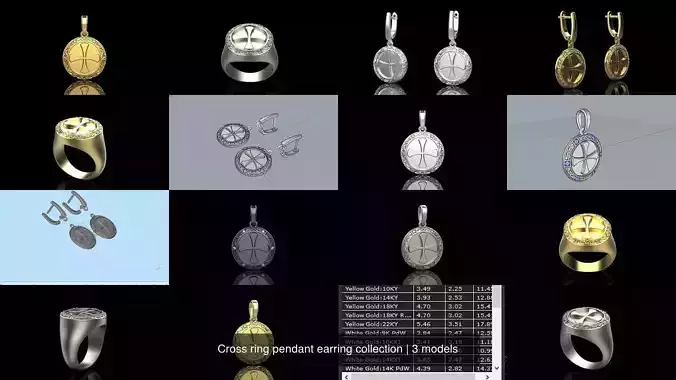 Cross ring pendant earring collection 