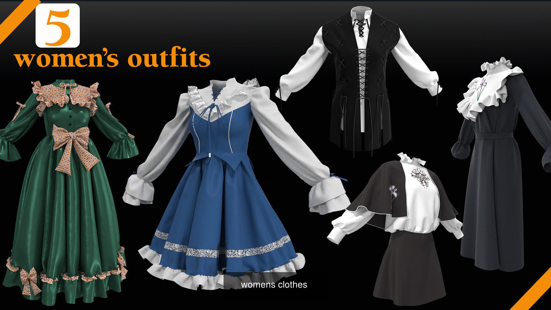 womens dress 3D Model Collection_5